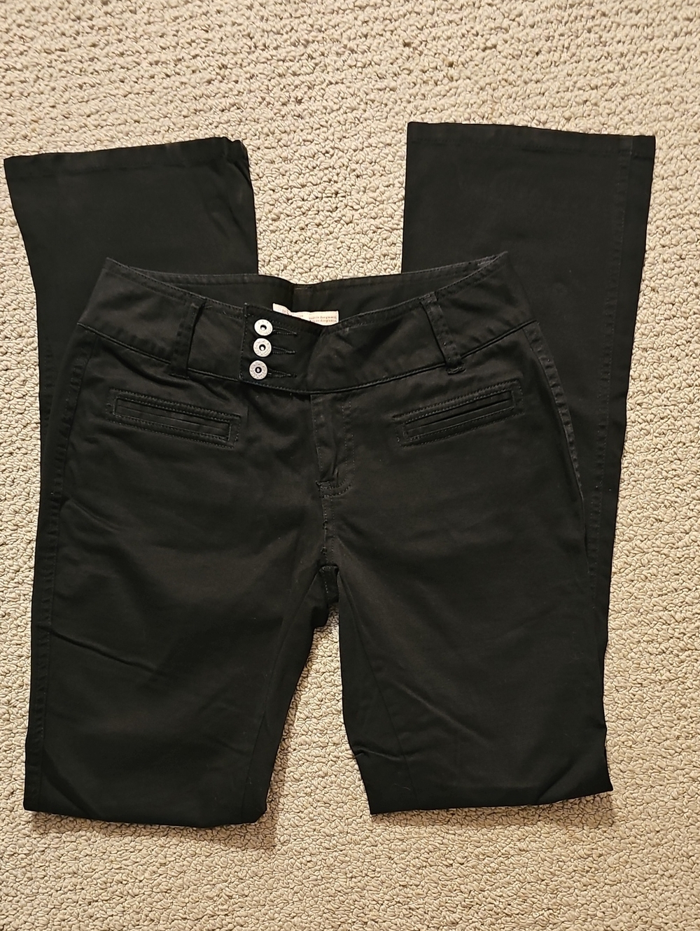 No Boundaries Black Straight-Leg Jeans with Triple Button Detail